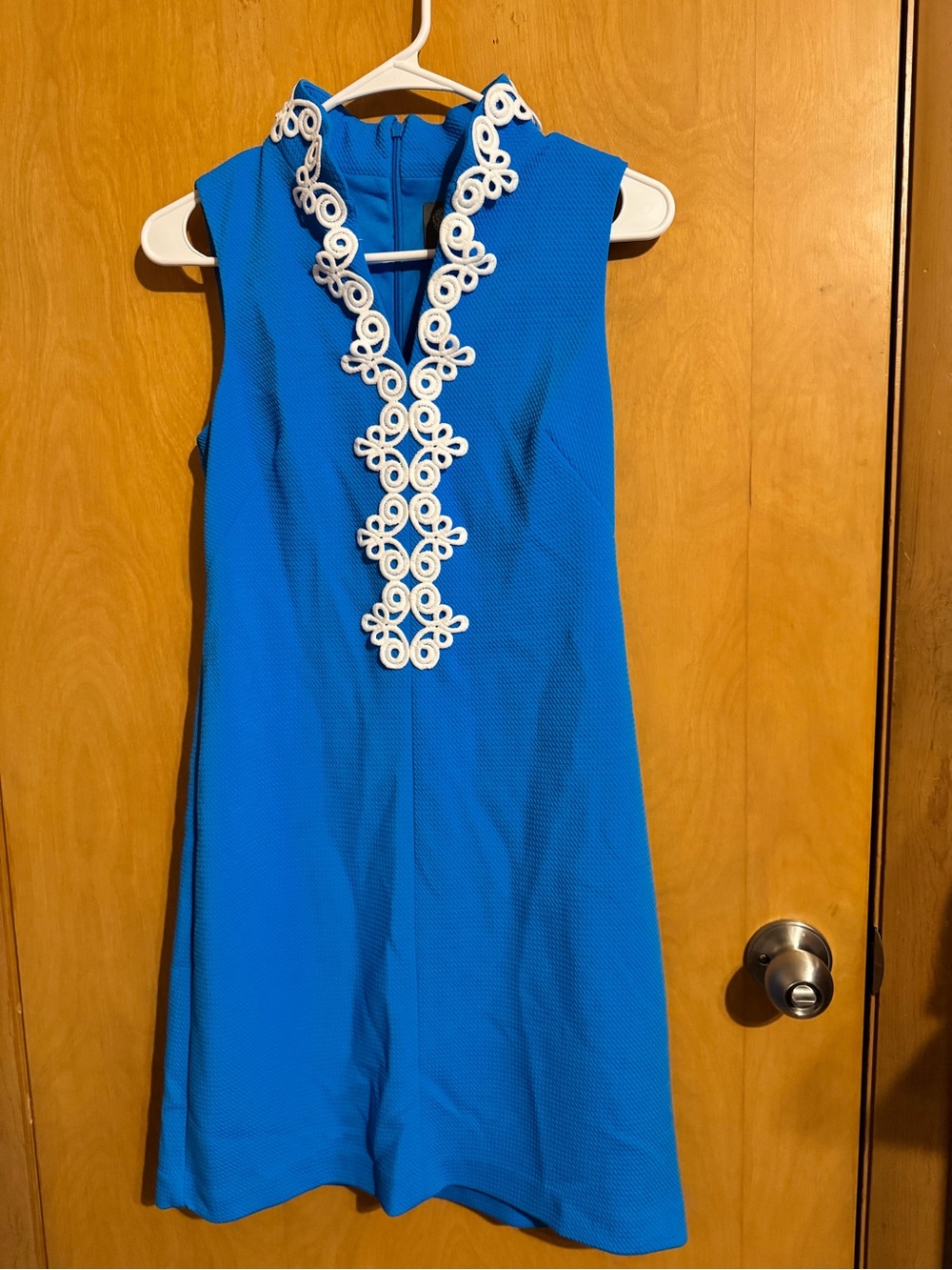 Vince Camuto Royal Blue Dress with White Appliqué Trim